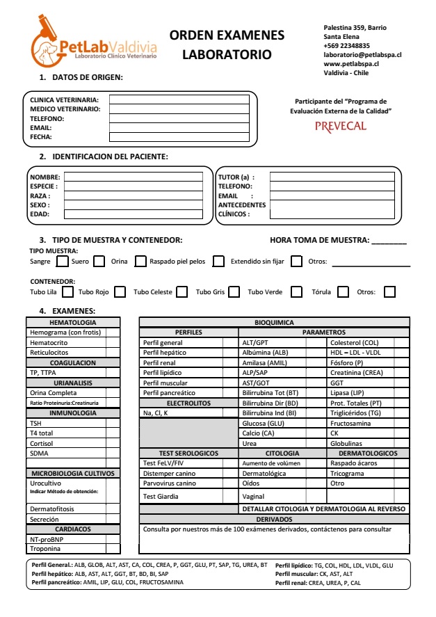 Orden Examen Frente
